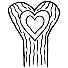 Line Art of Carved Heart on Rustic Tree Texture