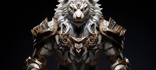 A fierce white wolf with an armoured shield Diamond