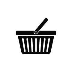 Black Silhouette Shopping Basket Icon Simple Design Element Illustration Vector