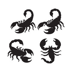 set of scorpion silhouettes vector