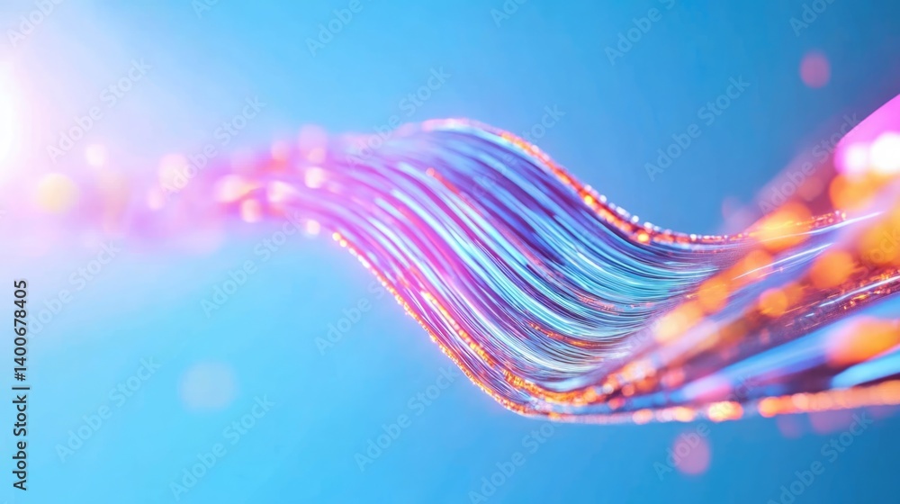 Aufkleber dynamic light waves flowing through a vibrant space abstract art digital environment close-up view