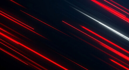 Fototapeta premium Abstract Diagonal Red and White Light Streaks on Dark Background