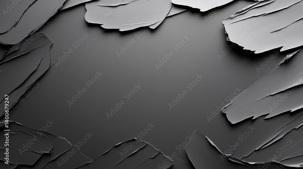 Poster Dynamic black textured background with torn paper layers for creative design projects