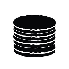 Black And White Silhouette Of Stacked Pancake Vector Graphic Illustration