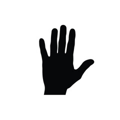 Black Hand Silhouette Isolated On White Background Human Hand Stop Gesture Vector