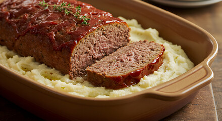 Delicious Low Carb Meatloaf with Creamy Cauliflower Mash Presentation