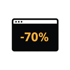 Seventy Percent Off Website Icon Black Window Discount Offer Promotion Sale