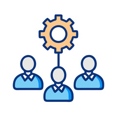 Team Management with Gear Configuration Icon Design