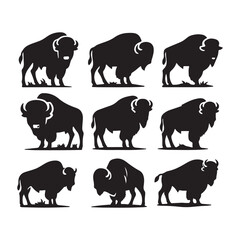 cow set of animals silhouettes
