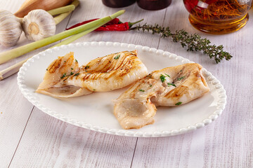Fresh grilled calamari with herbs