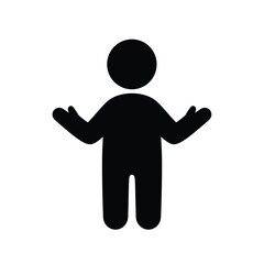 Man With Open Arms Black Silhouette Vector Isolated On White Background