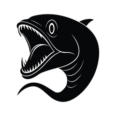 eel face fangs vector art silhouette