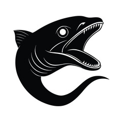 eel face fangs vector art silhouette