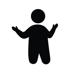 Black Silhouette Person With Open Hands Illustration On White Background Vector
