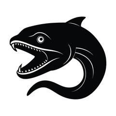 eel face fangs vector art silhouette