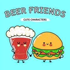 A charming cartoon depicts a Beer glass and a Burger with sweet faces holding hands, fostering a unique friendship.