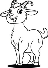 Cute Goat Vector Cartoon Illustration