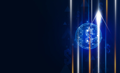 Abstract Tax increases make the dollar more valuable Light out technology background Hitech communication concept innovation background,  vector design