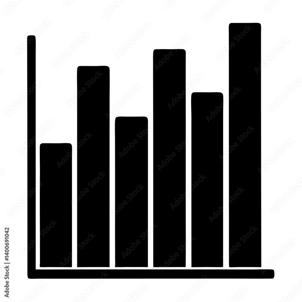 Poster data visualization: a stark, minimalist rendering of a bar graph illustrates rising trends and quant