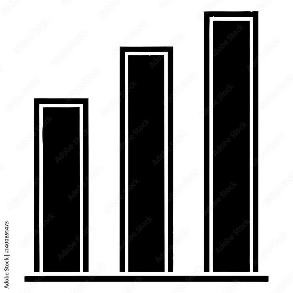 Poster progress bar: a stark graphical representation of incremental growth, depicted through three ascendi