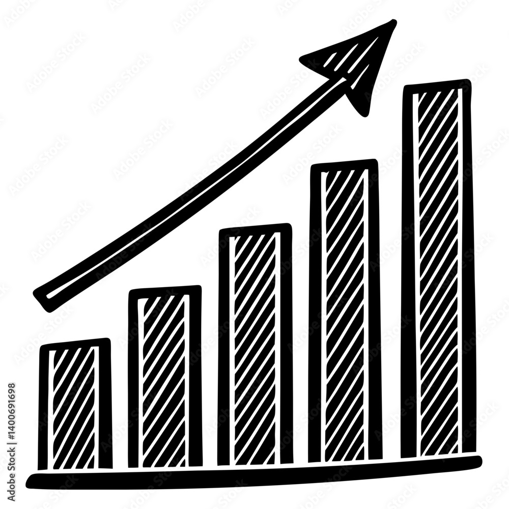 Poster growth chart visualization: this image shows an upward trending bar graph, visualized by a hand-draw