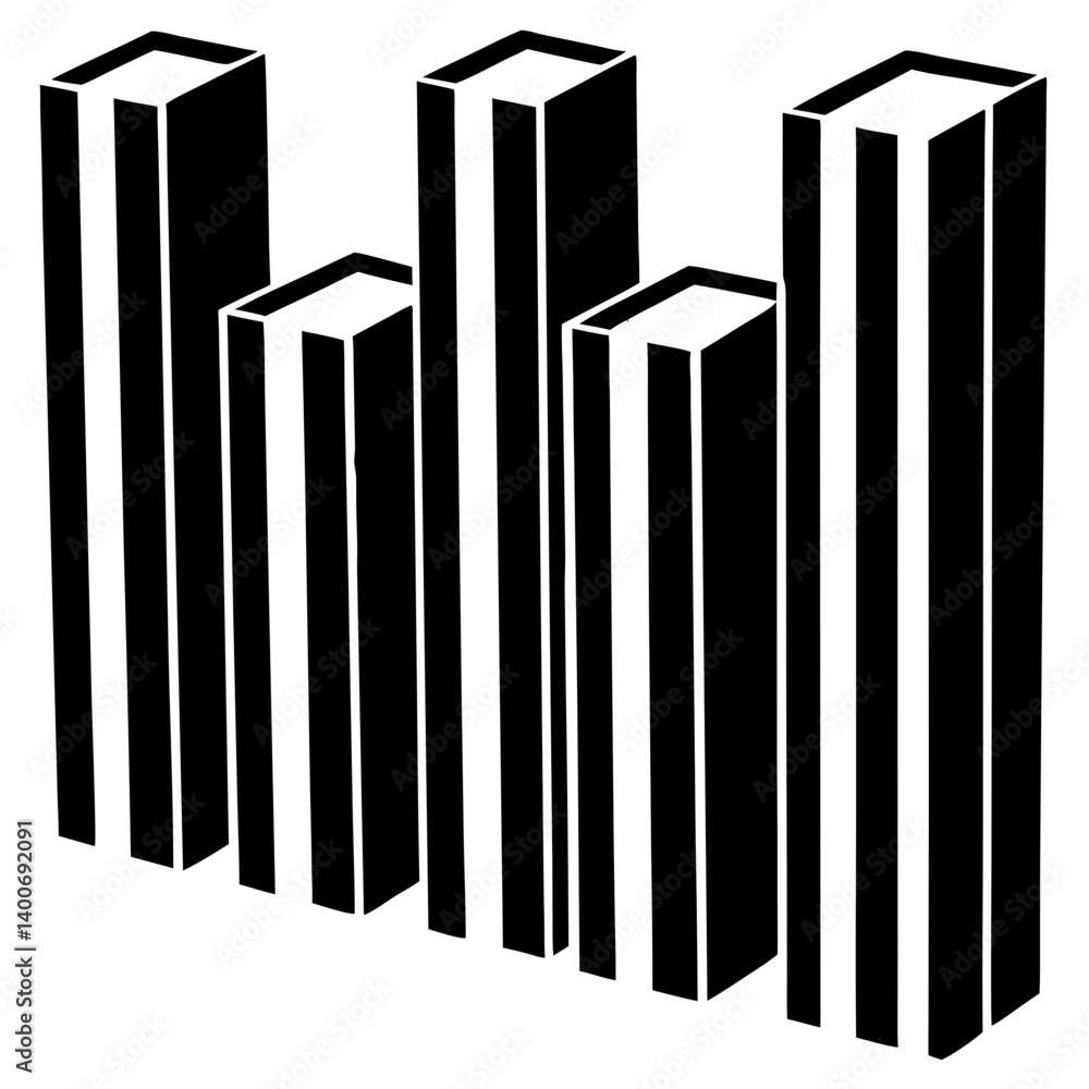 Poster data visualization: a graphic display of vertical bars illustrating data trends, showcasing growth o