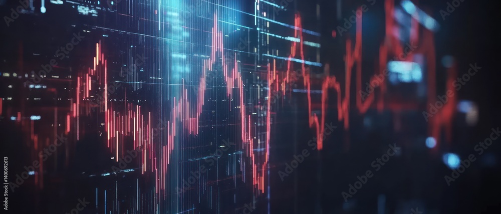 Poster abstract digital data visualization with vibrant colors