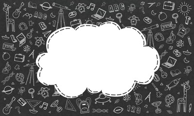 Concept of education School background chalkboard with different stuff. Welcome back to school design vector.