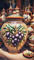 wundersch&ouml;ne, handgefertigte T&ouml;pferware mit einem Olivenmotiv