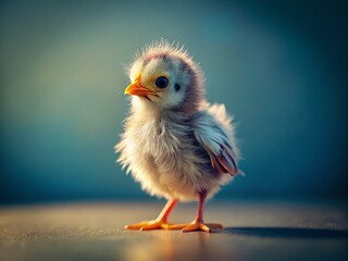 Obraz premium Adorable Baby Chick in Miniature Studio Setting, Tilt-Shift Photography
