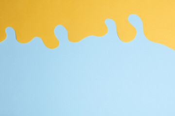 Paper cut wavy blue yellow background