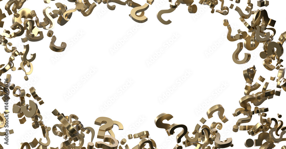 Poster colored question marks background concept. 3D Rendering.