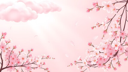 Pink sakura blossoms bloom on a spring branch