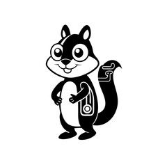 A chipmunk mascot with circuit patterns on its fur