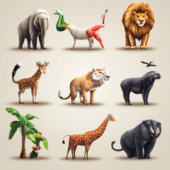 Naklejka premium wild animals collection