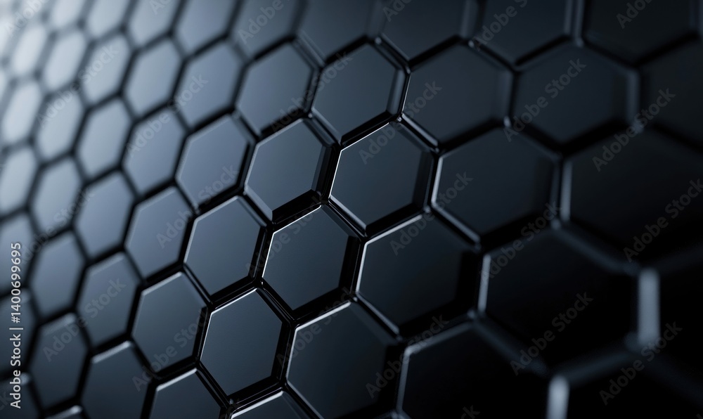 Poster a sleek and modern dark hexagonal pattern creates an eye-catching abstract background with its refle
