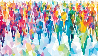 Geometric multi coloured human figures Geometric multi coloured human figures community stock