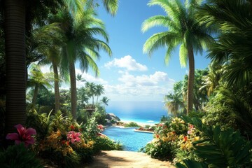 Fototapeta premium luxurious tropical beach wallpaper