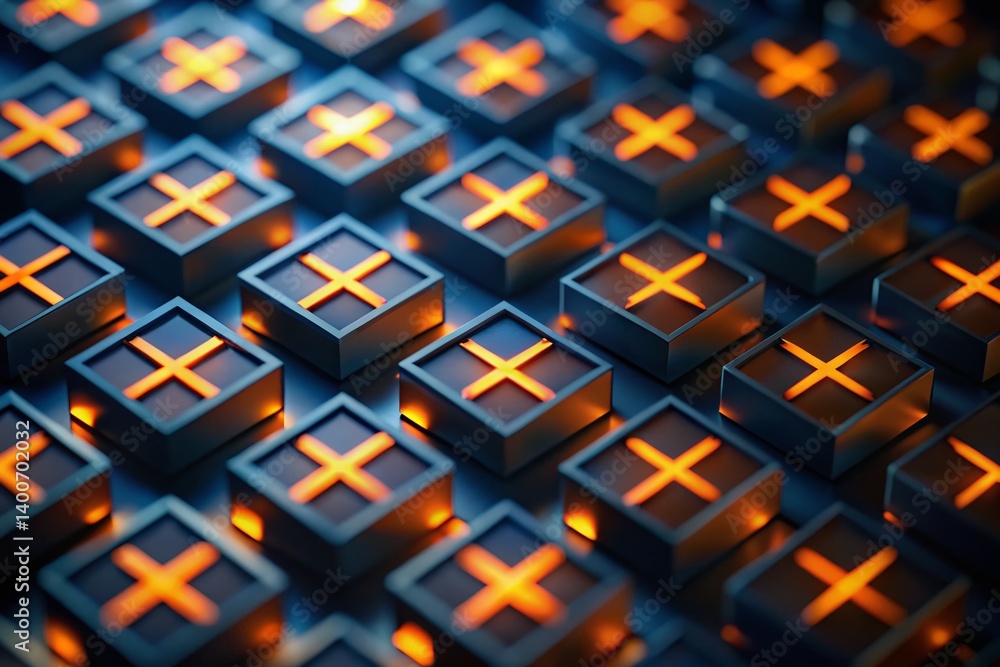 Poster abstract orange square dark blue x pattern bokeh background texture