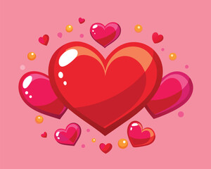 Romantic Hearts Illustration. Love Symbol Design