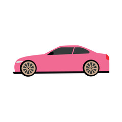 Cute pink car from the back side. Vector illustration