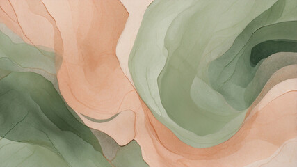 Dreamy Abstract Art in Peach Fuzz and Sage Hues with Feathery Brushstrokes Soft Gradient and Ethereal Calming Aesthetic