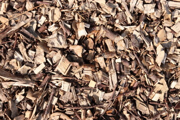 Wood Chips Pile Ground Natural Texture Background