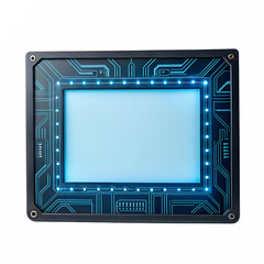 Futuristic Technology Panel with Illuminated isolated on transparent background Generative AI Circuitry and Blank Screen Display