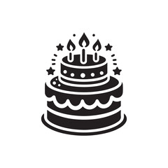 birthday cake vector silhouette clip art logo design