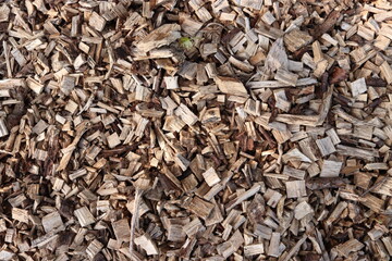 Wood Chips Pile Ground Natural Texture Background