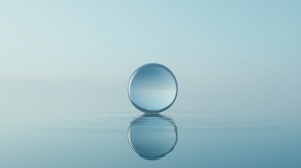 Close-up shot of a water droplet splashing into a calm body of water