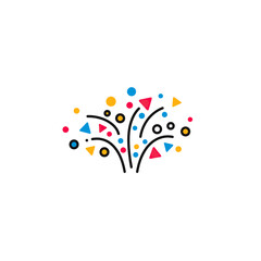 Explosive Celebration: A vibrant burst of confetti and joy, with colorful geometric shapes radiating outwards, celebrating happiness and occasions.