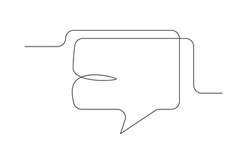 Speech bubble continuous single line drawing of square shape simple outline vector icon
