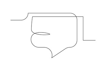 Speech bubble continuous single line drawing of square shape simple outline vector icon
